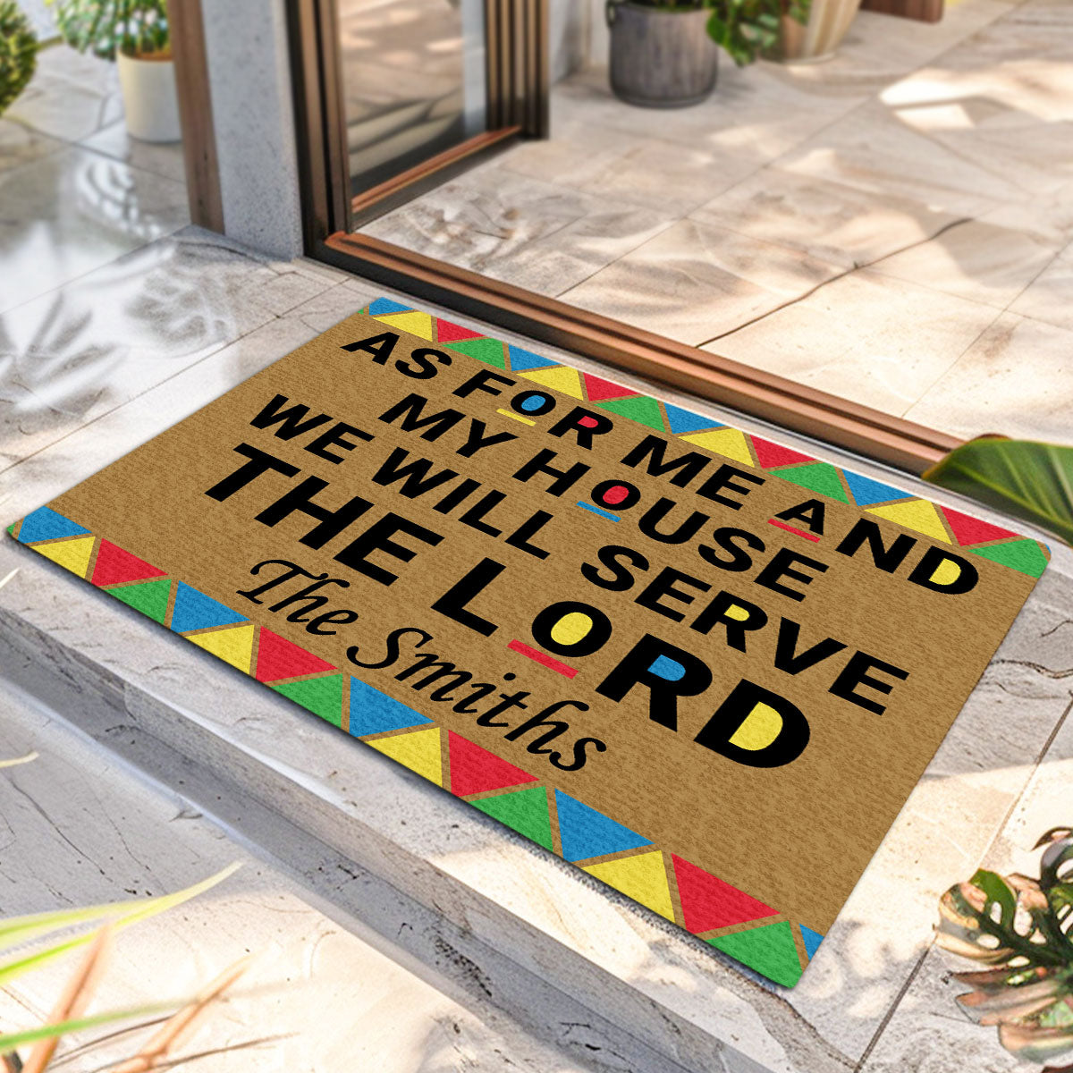 As For Me And My House We Will Serve The Lord - Personalized Doormat
