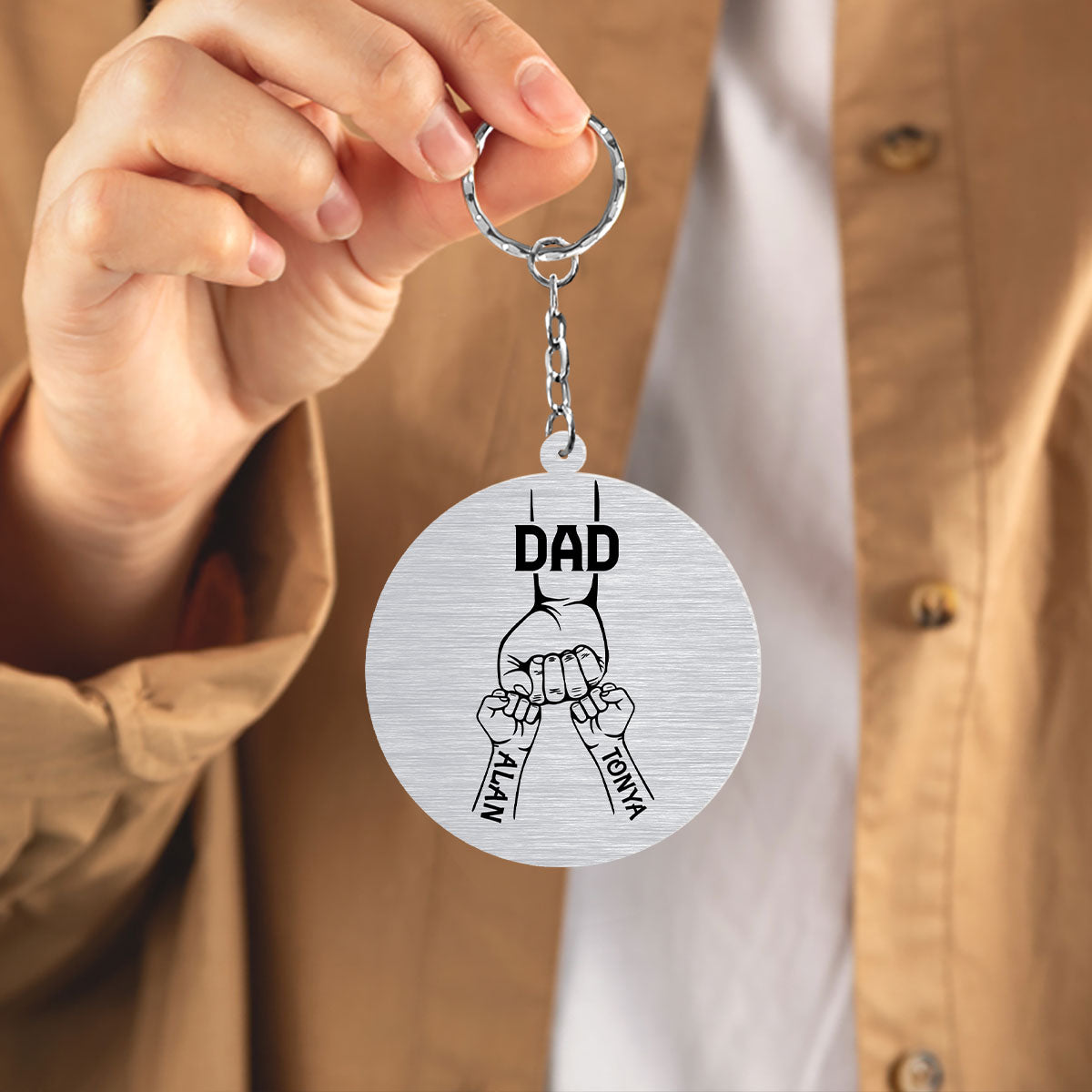 The World's Best Dad Strength And Courage - Personalized Acrylic Keychain FCKCM1061