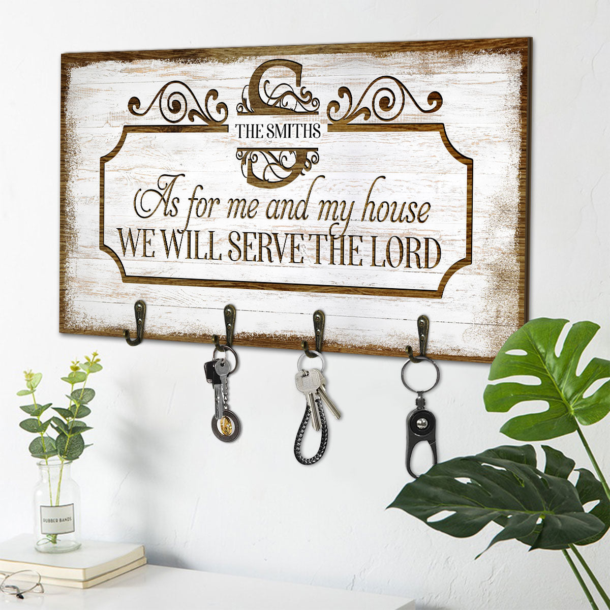 As For Me And My House We Will Served The Lord - Personalized Key Holder FCUWKHCSLEN1622M