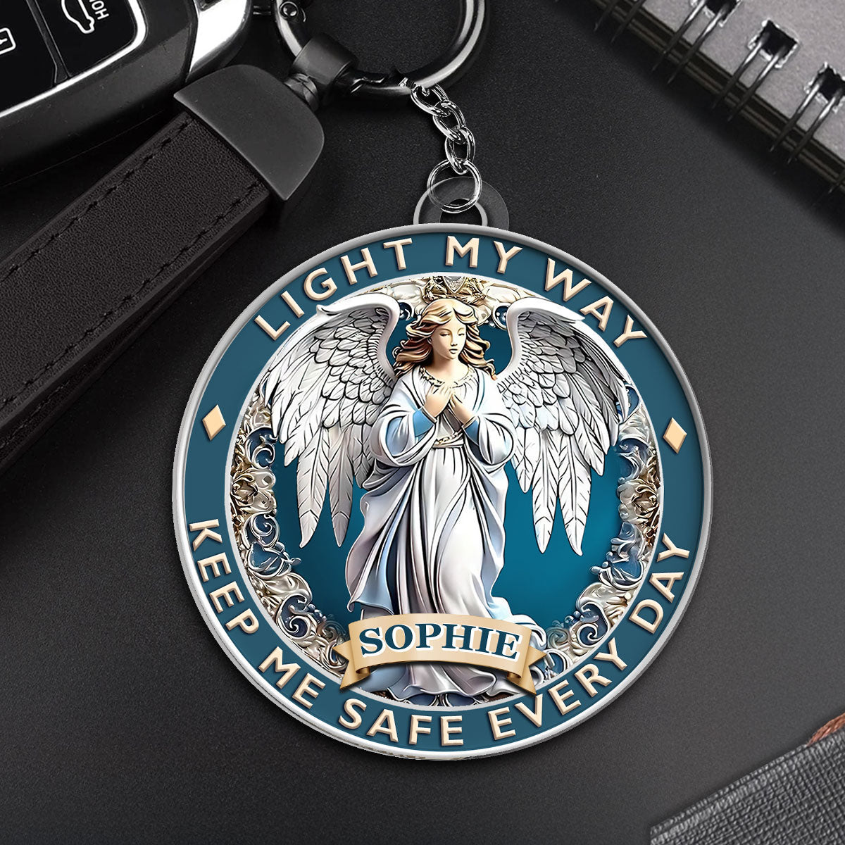 Never Drive Faster Than Your Guardian Angel Can Fly - Personalized Acrylic Keychain