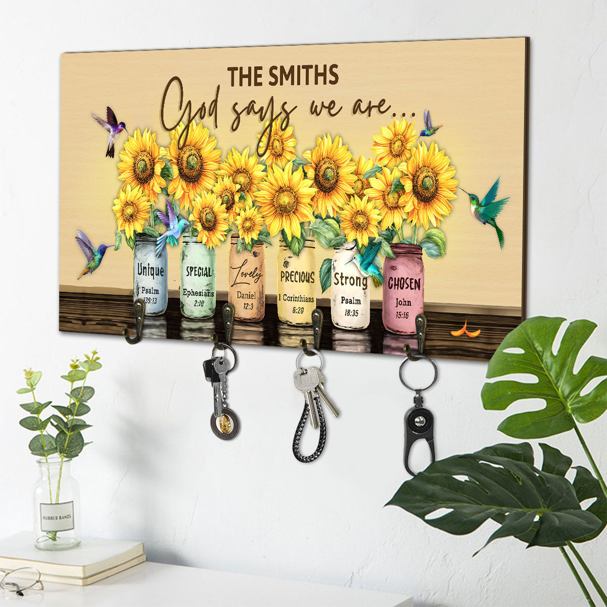 Sunflower God Says We Are - Personalized Key Holder FCUWKHCSLEPA1615L