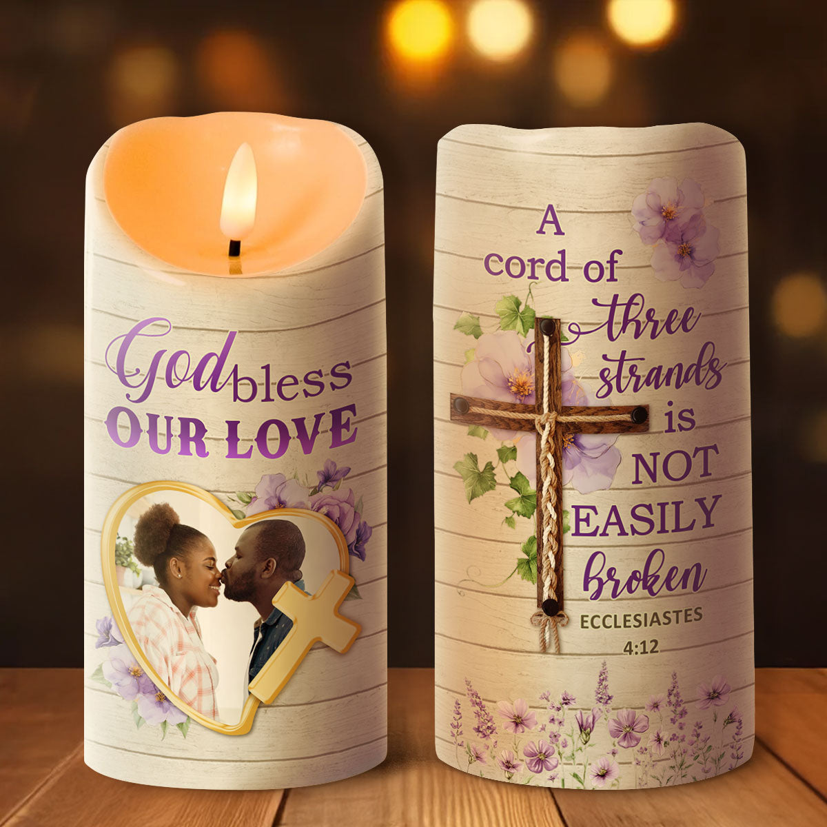 A Cord Of Three Strands - Personalized Flameless LED Candle