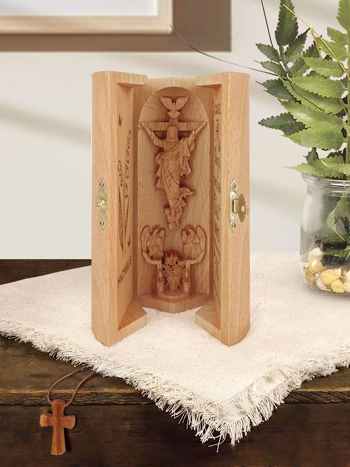 I Can Do All Things - Personalized Openable Wooden Cylinder Sculpture of Jesus Christ
