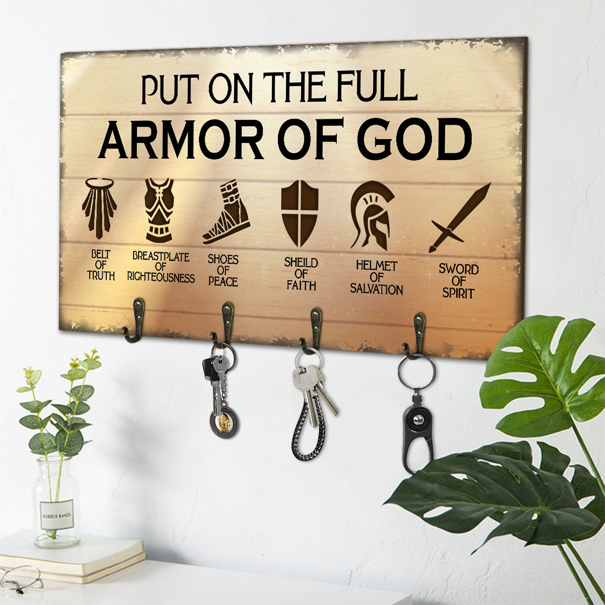 Put On The Full Armor Of God - Key Holder FCUWKHCSLEHA1620TA