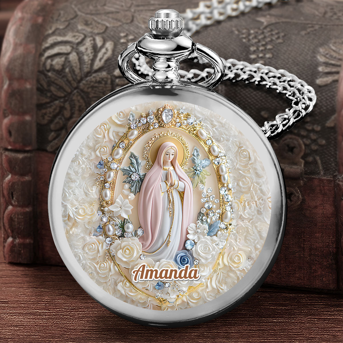 Blessed Mary Prayer Gift - Personalized Pocket Watch