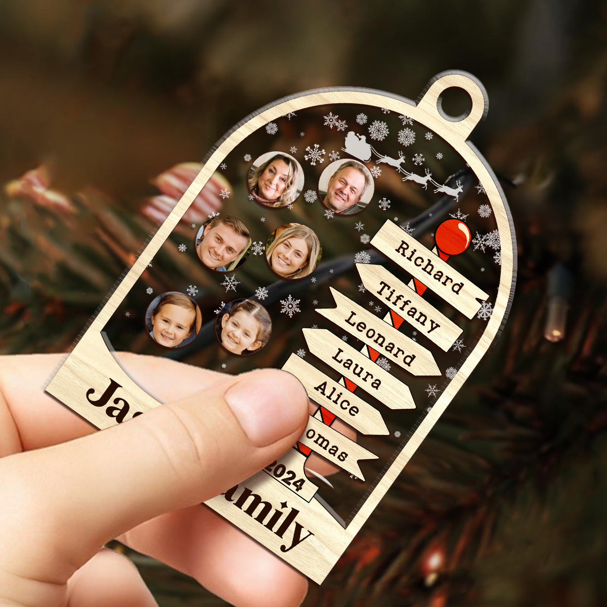 Family Direction Sign - Personalized 3 Layered Christmas Shaker Ornament FCCSOLETN2502T