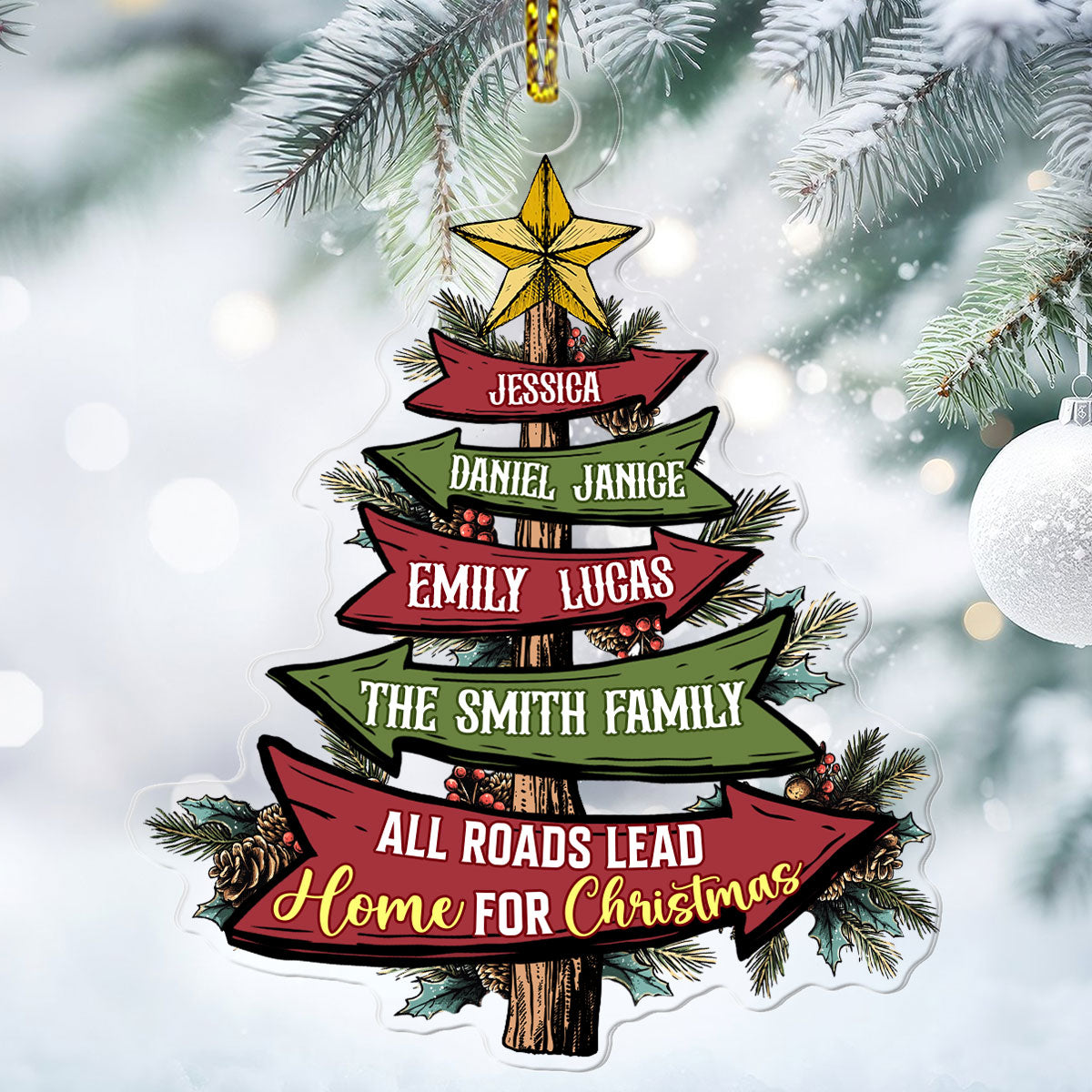All Roads Lead Home For Christmas - Personalized 1-Side Acrylic Ornament