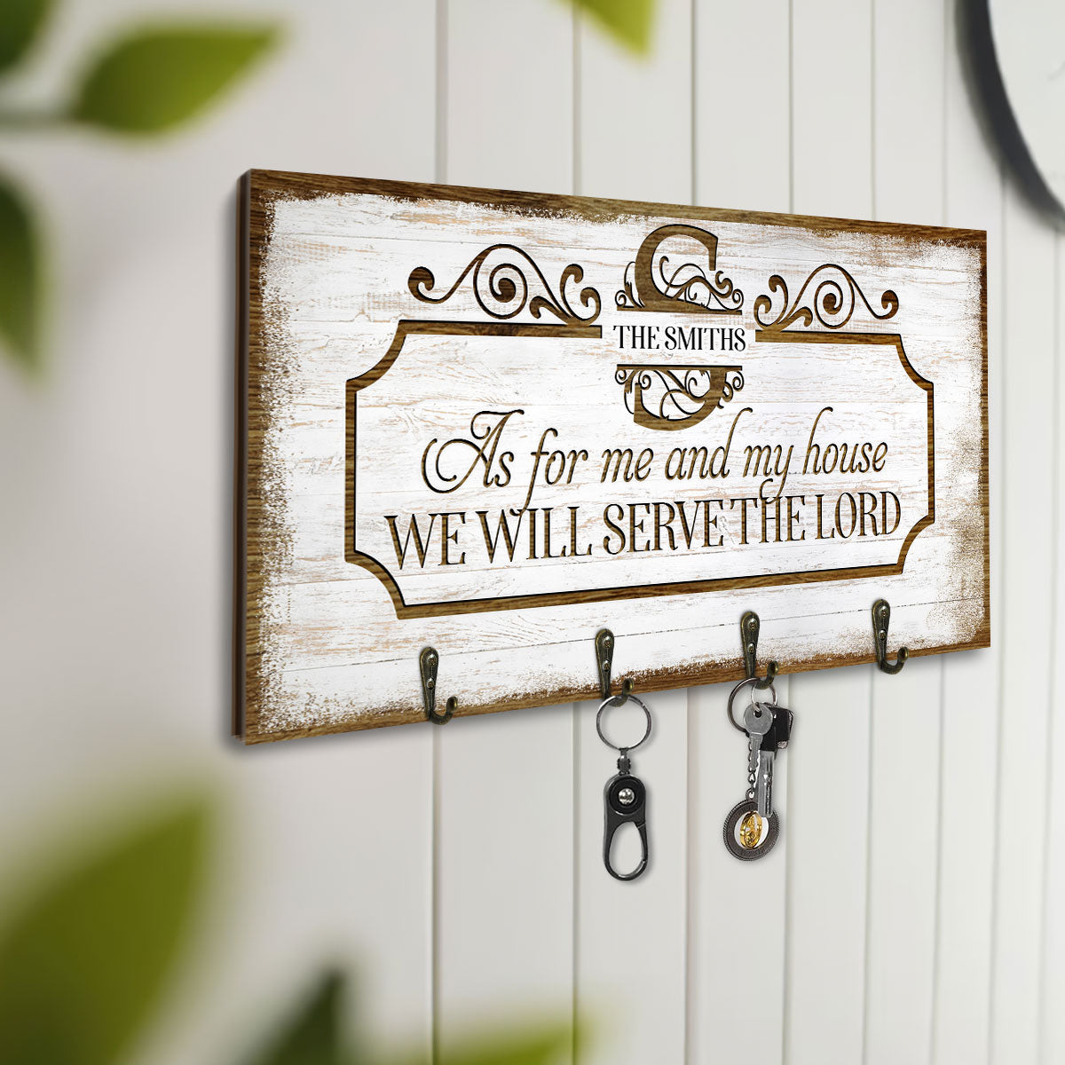 As For Me And My House We Will Served The Lord - Personalized Key Holder FCUWKHCSLEN1622M