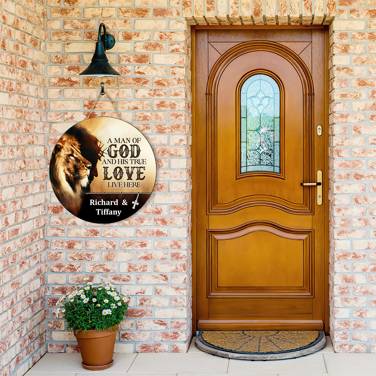 A Man Of God And His True Love Live Here - Personalized Wooden Sign