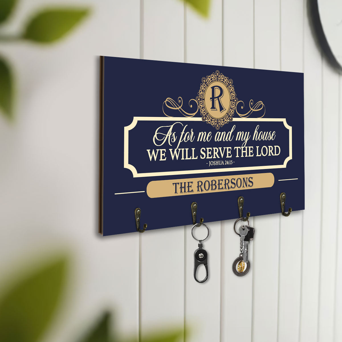 As For Me And My House We Will Serve The Lord - Personalized Key Holder FCUWKHCSLEH1740M