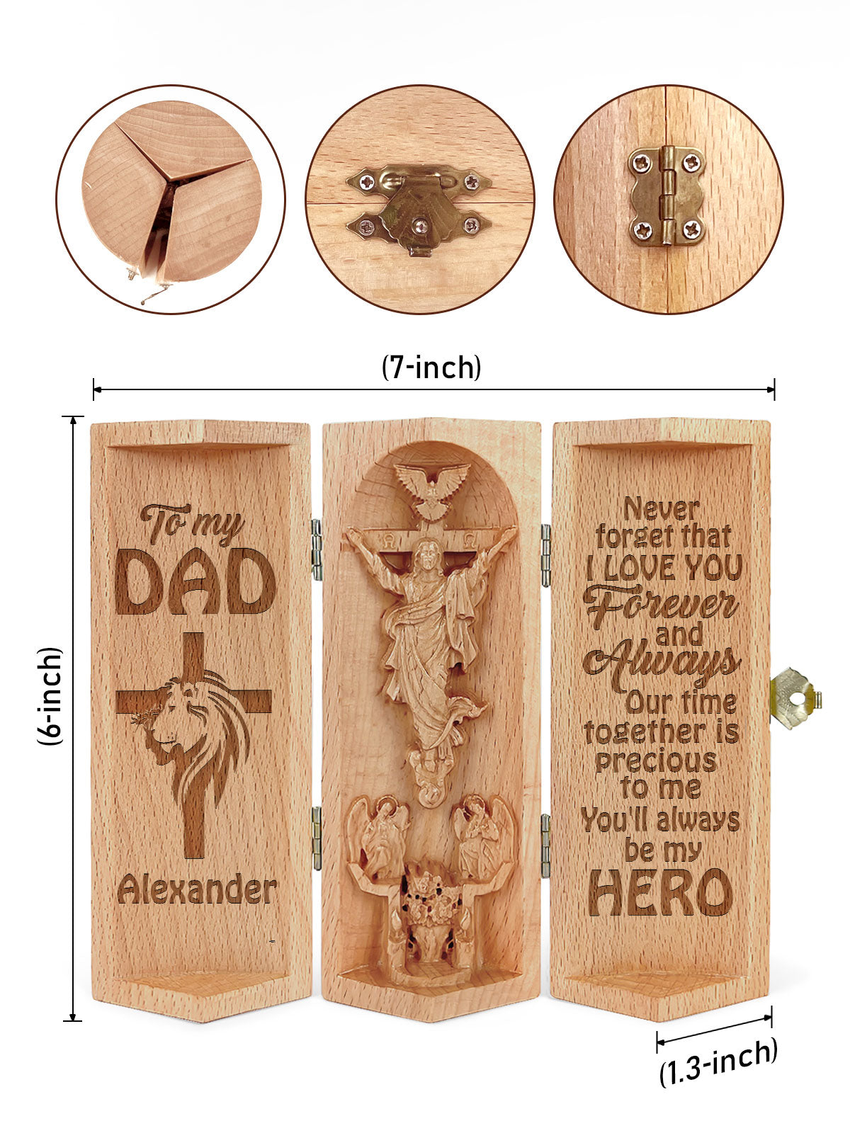 Never Forget That I Love You - Personalized Wooden Cylinder Sculpture of Jesus Christ M23