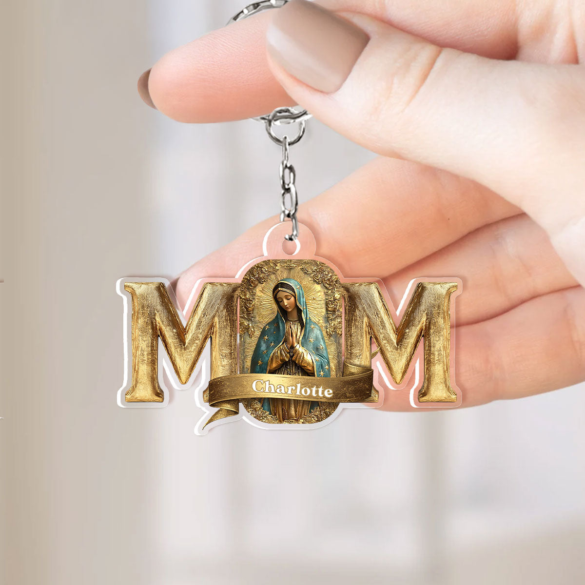 Faith Love Love Mother Mary - Personalized Acrylic Keychain