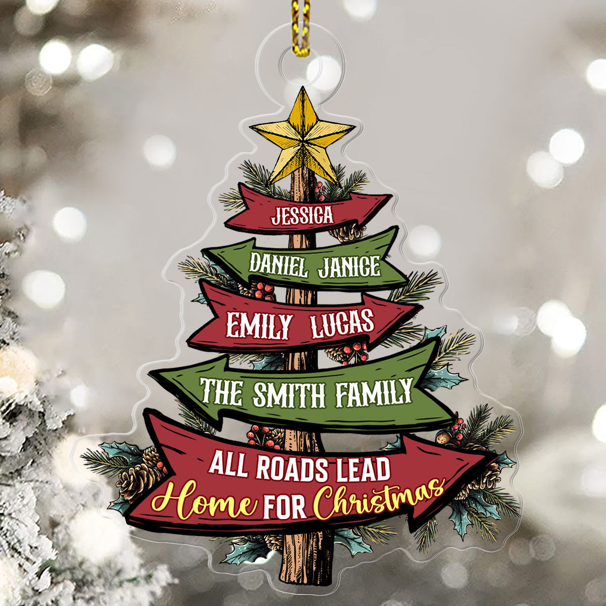 All Roads Lead Home For Christmas - Personalized 1-Side Acrylic Ornament