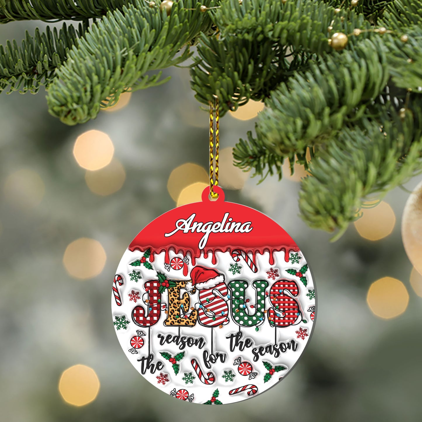 Jesus The Reason For The Season - Personalized 1-Side Acrylic Ornament FCACOLEH1626TA