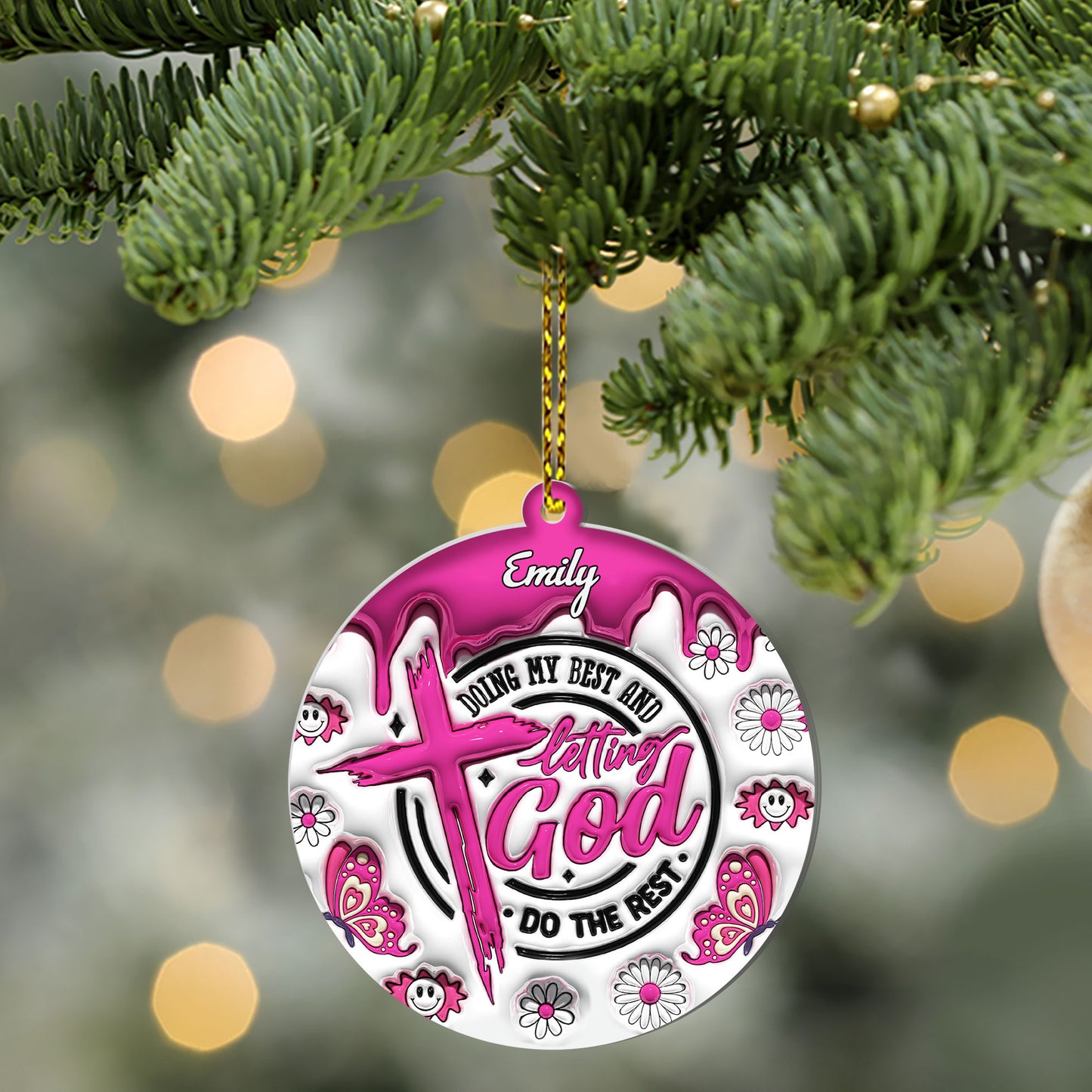 Inflated Acrylic Ornament 1 Side Letting God Do The Rest - Personalized 1-Side Acrylic Ornament FCACOLEH1600L