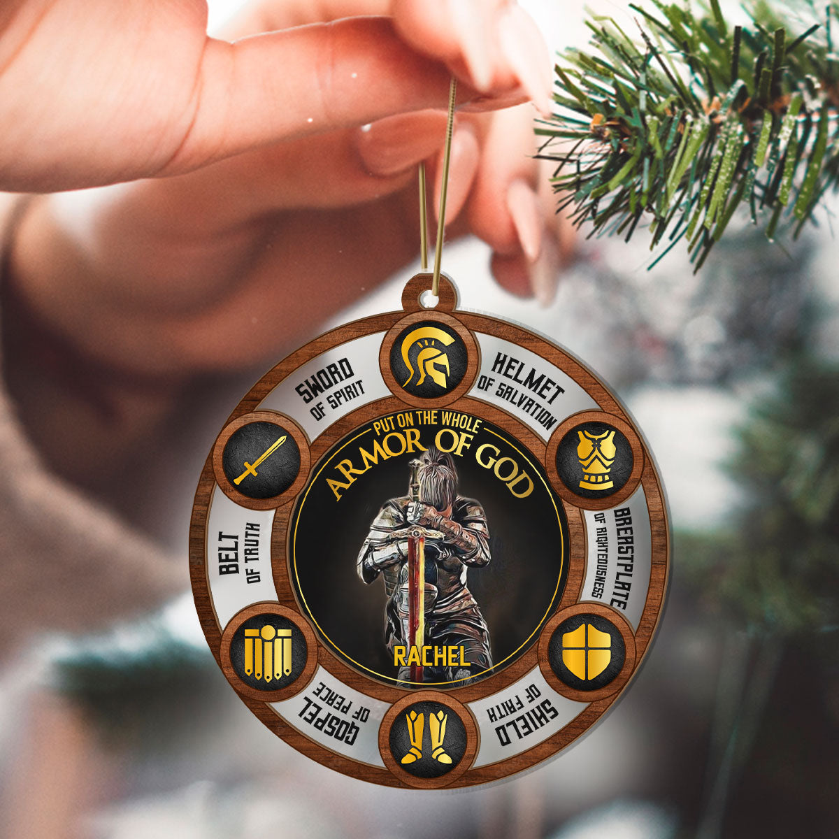 Armor of God - Personalized Wood & Acrylic Ornament FCWAOLEH1599M