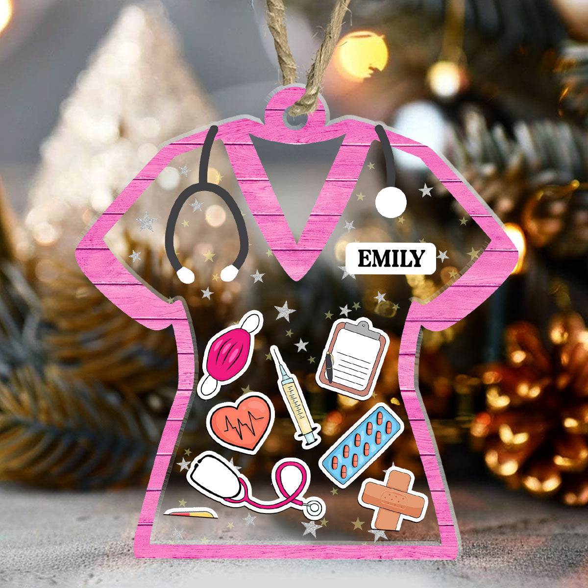Nurse Christmas 2024 - Personalized 3 Layered Christmas Shaker Ornament FCCSOLEHA2482M