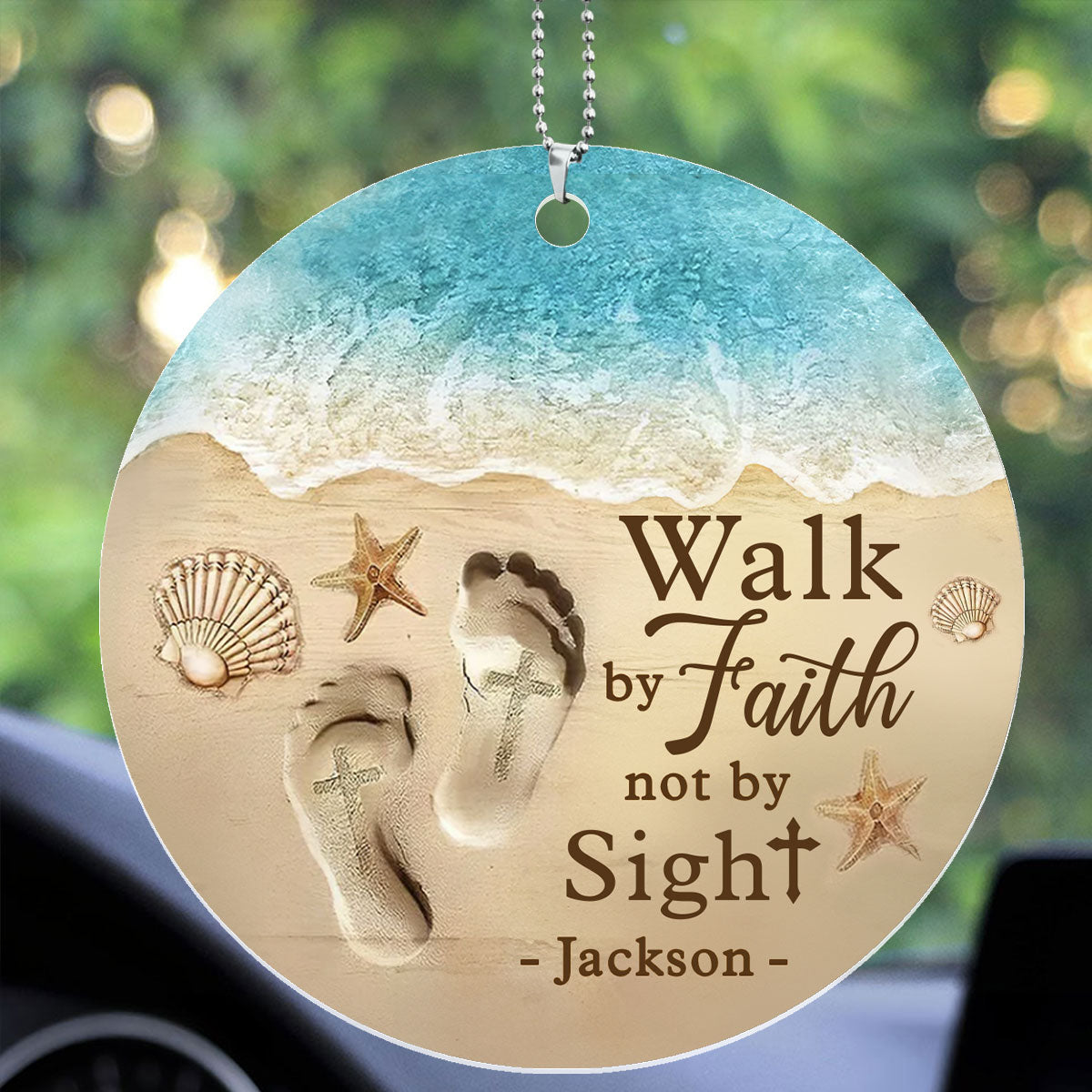 Walk By Faith Not By Sight - Personalized 1-Side Car Acrylic Hanging Ornament