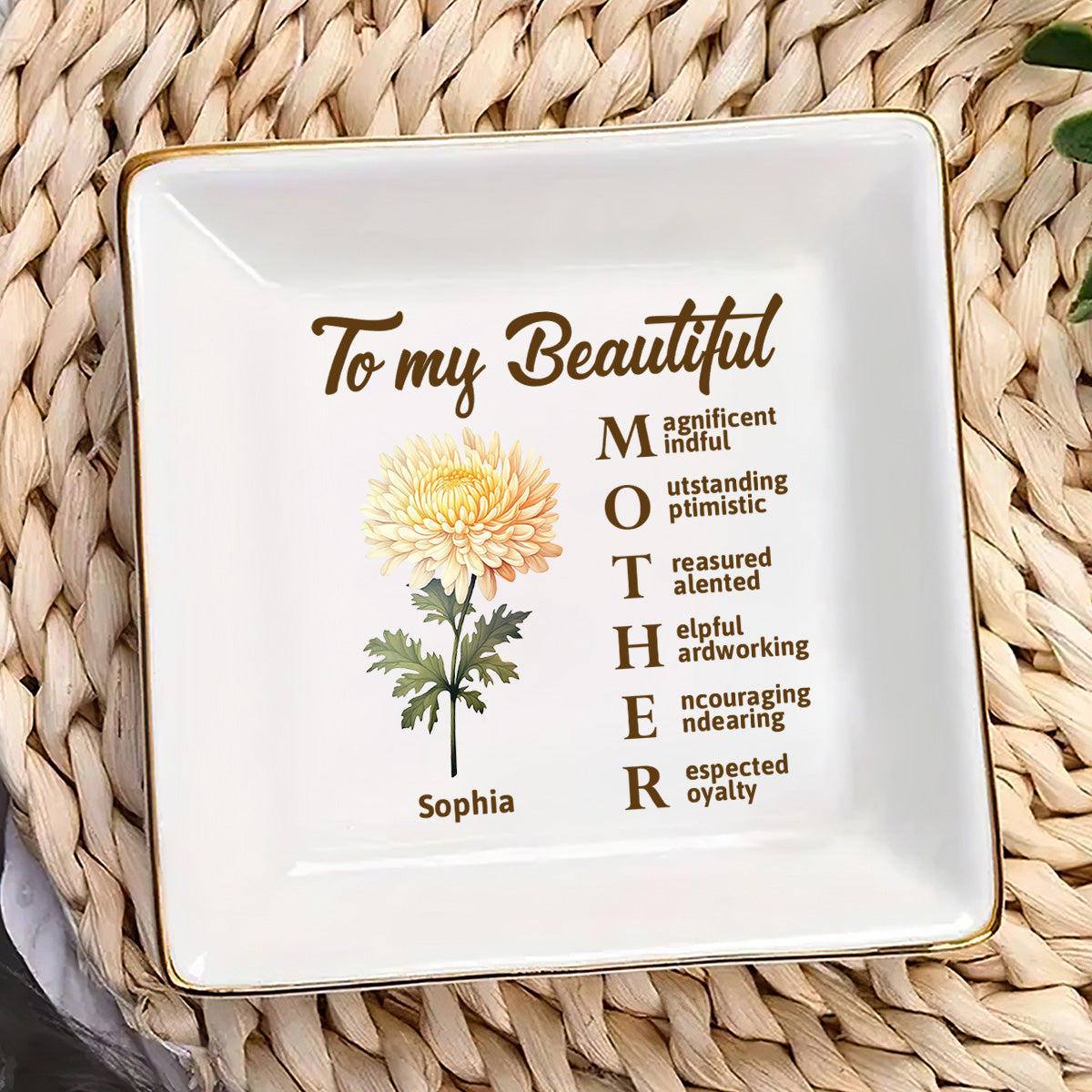 To My Beautiful Mother - Personalized Jewelry Dish