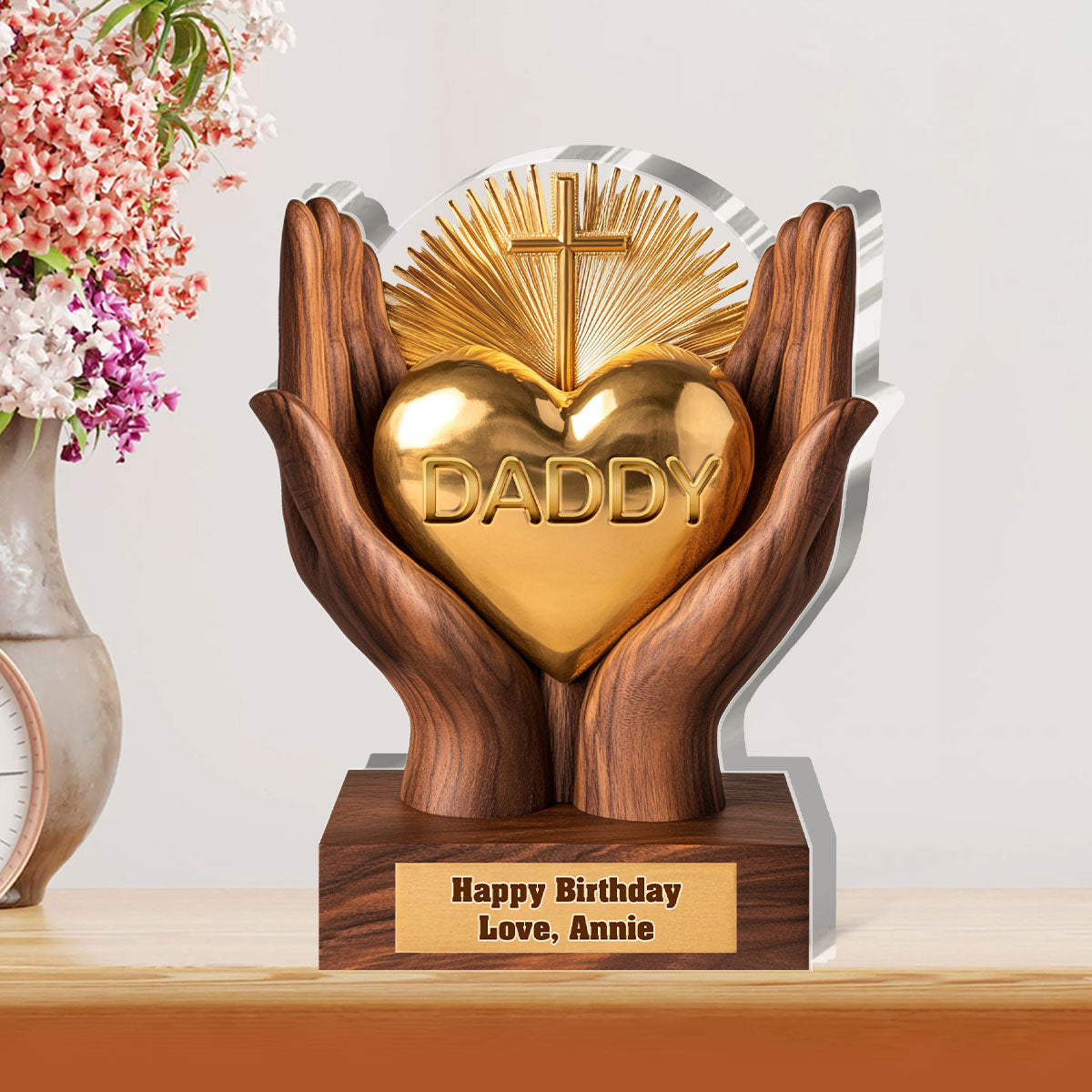 Dad In Our Hearts - Personalized Custom Shaped Squared Acrylic Plaque