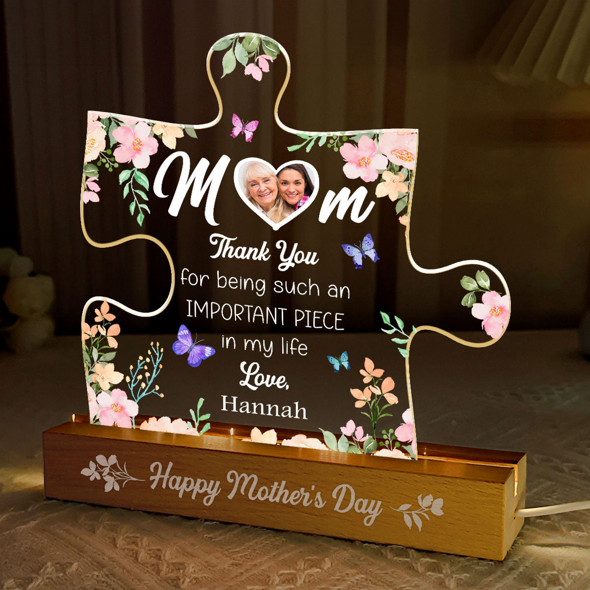 Mom The Most Special Piece In My Life - Personalized Acrylic Plaque Night Light