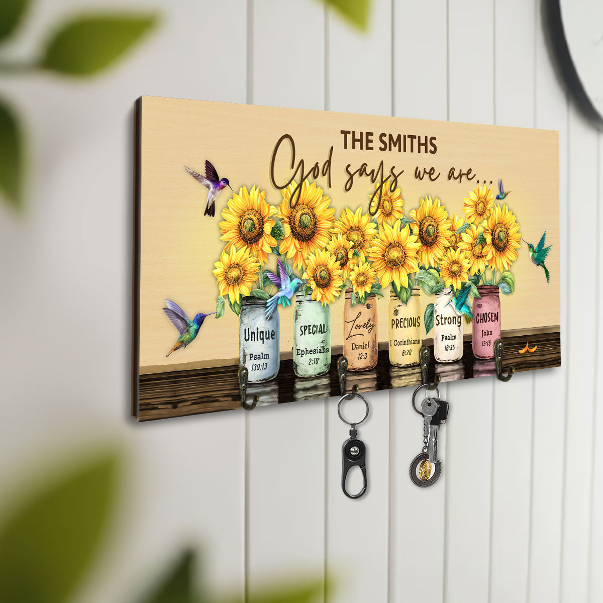 Sunflower God Says We Are - Personalized Key Holder FCUWKHCSLEPA1615L