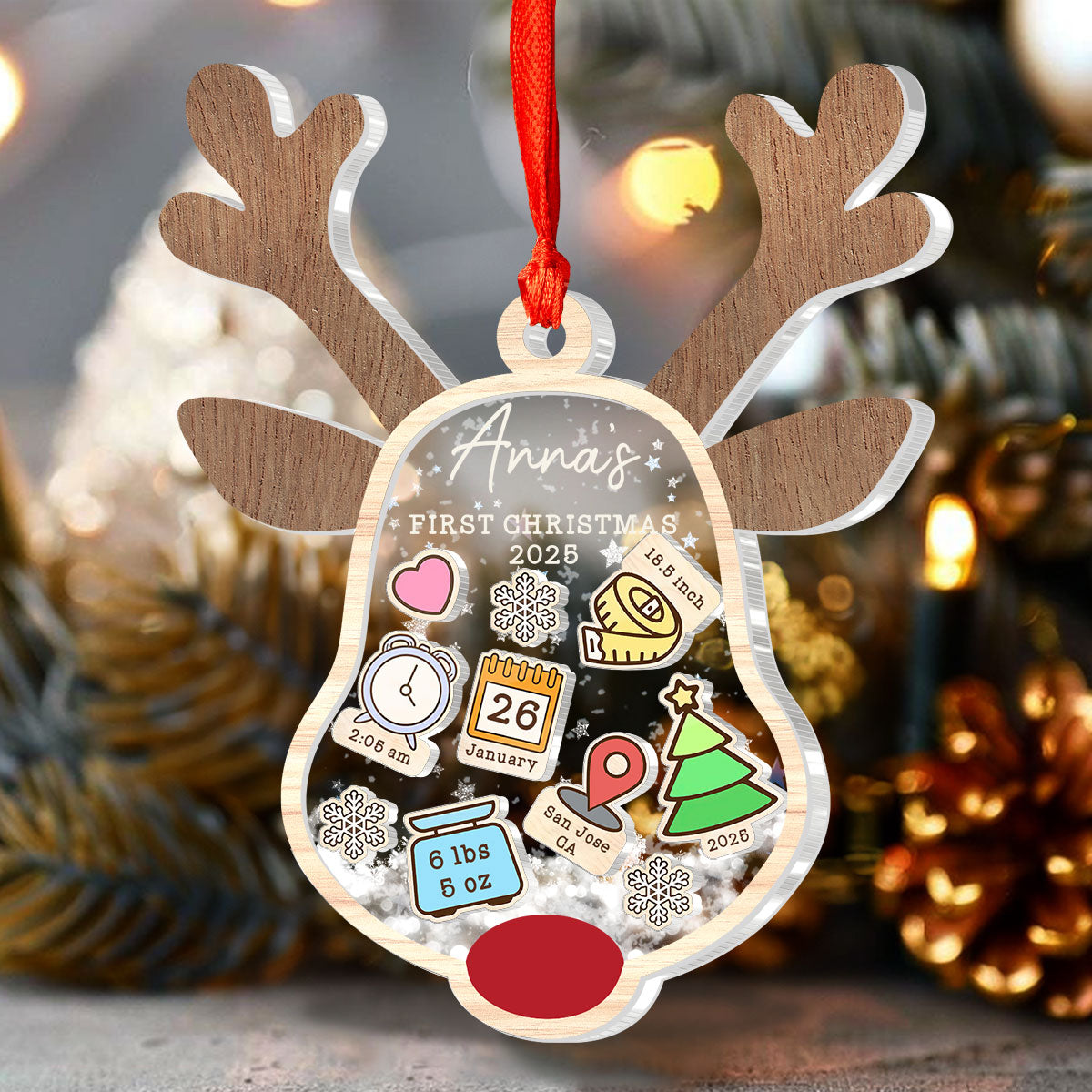 Baby First Christmas - Personalized 3 Layered Christmas Shaker Ornament