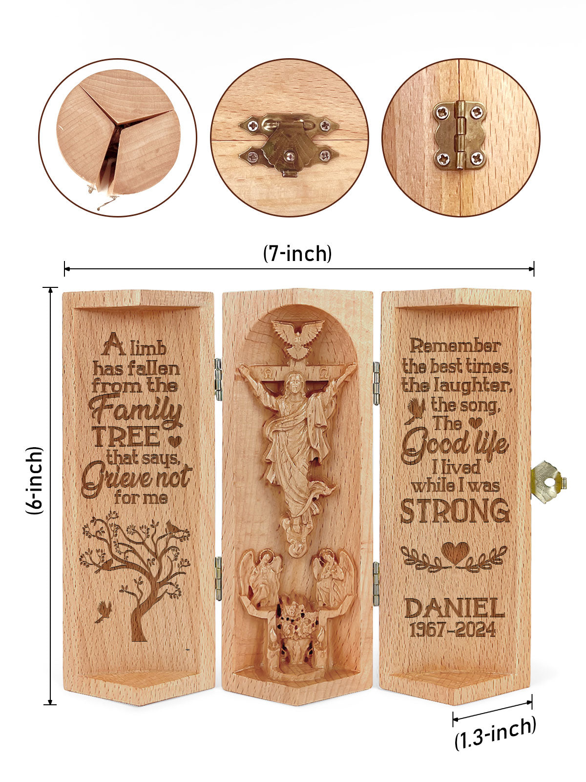 A Limb Has Fallen From The Family Tree - Personalized Memorial Wooden Cylinder Sculpture of Jesus Christ M22