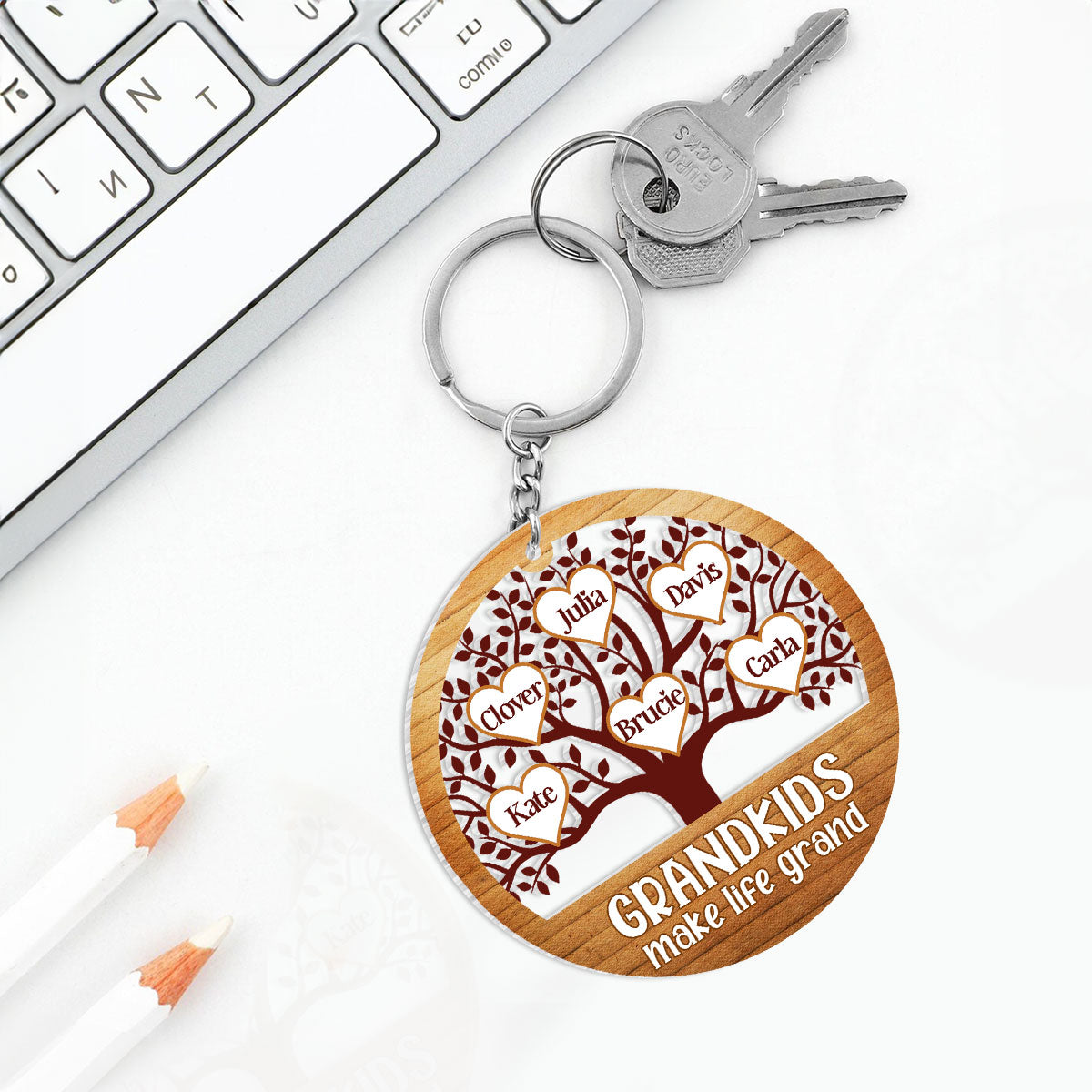 Grandkids Make Life Grand - Personalized Acrylic Keychain FCKCH890