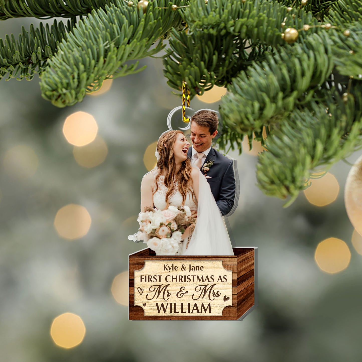 First Christmas Married Couple - Personalized 1-Side Acrylic Ornament FCACOLEHA2269TA