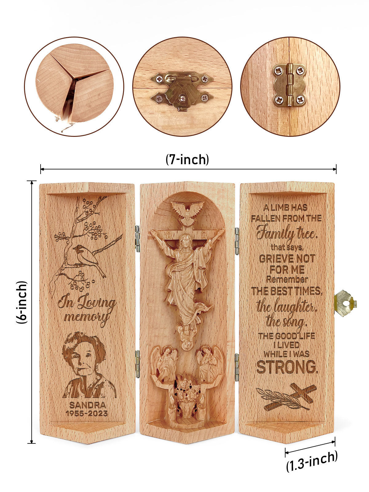 A Fallen Limb - Personalized Openable Wooden Cylinder Sculpture of Jesus Christ CVSH06