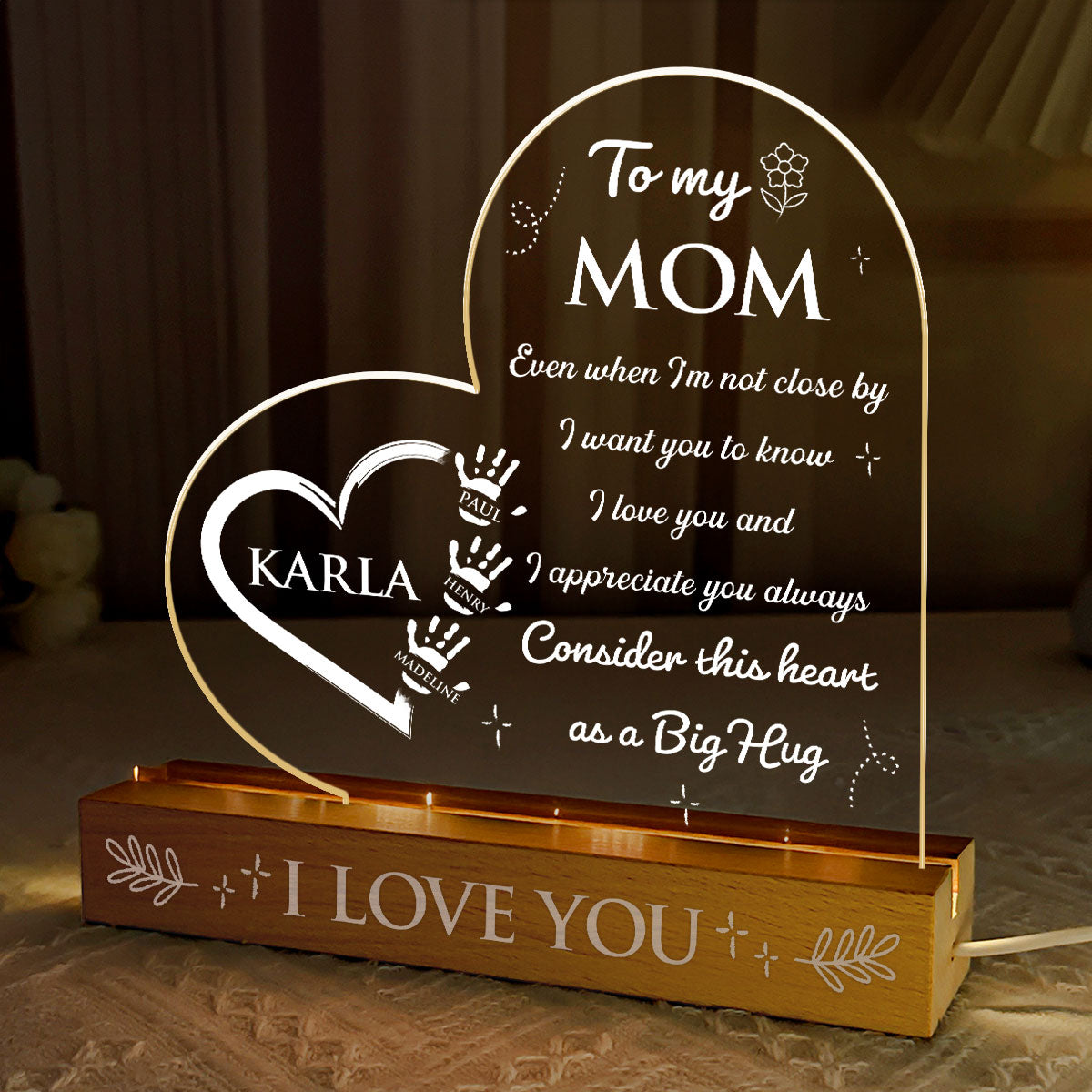 This Heart As A Big Hug - Personalized Acrylic Plaque Night Light