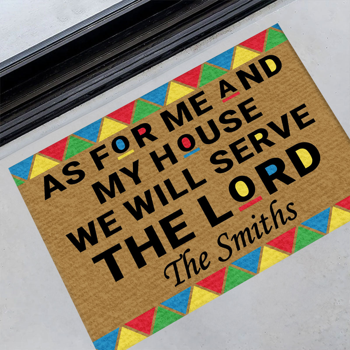 As For Me And My House We Will Serve The Lord - Personalized Doormat