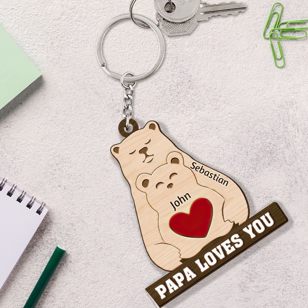 Papa Mama Love You - Personalized Acrylic Keychain
