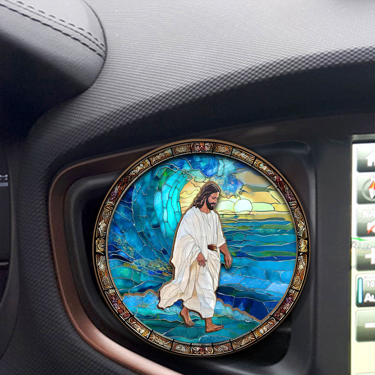 Jesus Walks On Water - Car Visor Clip