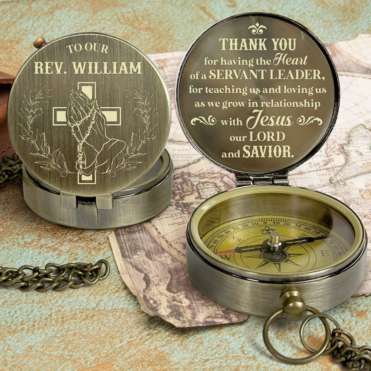 With Gratitude To Our Shepherd - Personalized Compass