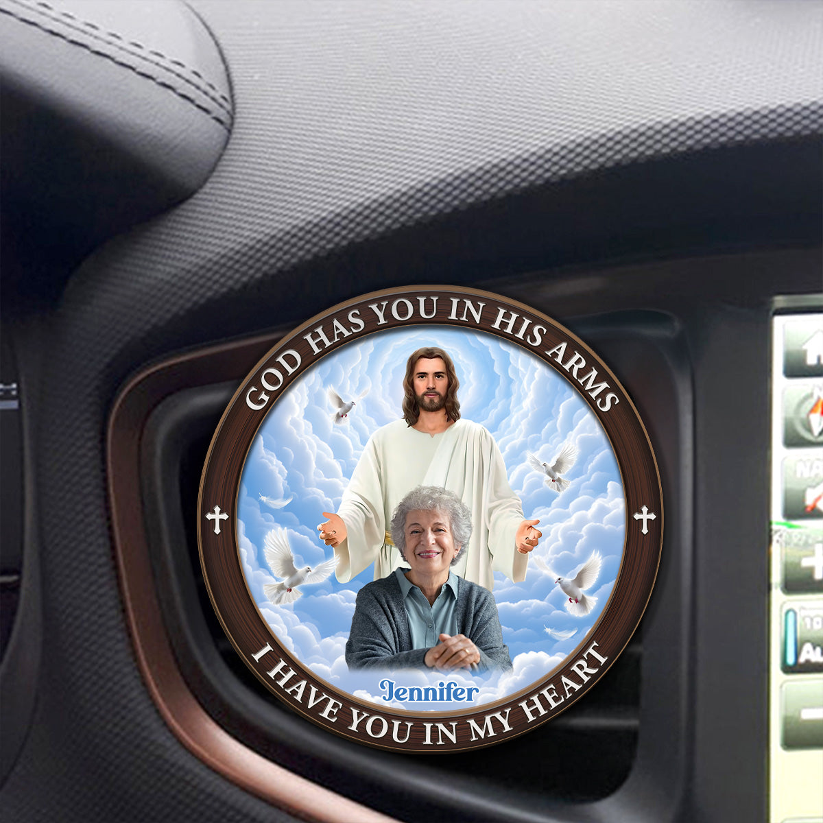 Safe In The Arms Of Jesus - Personalized Car Visor Clip