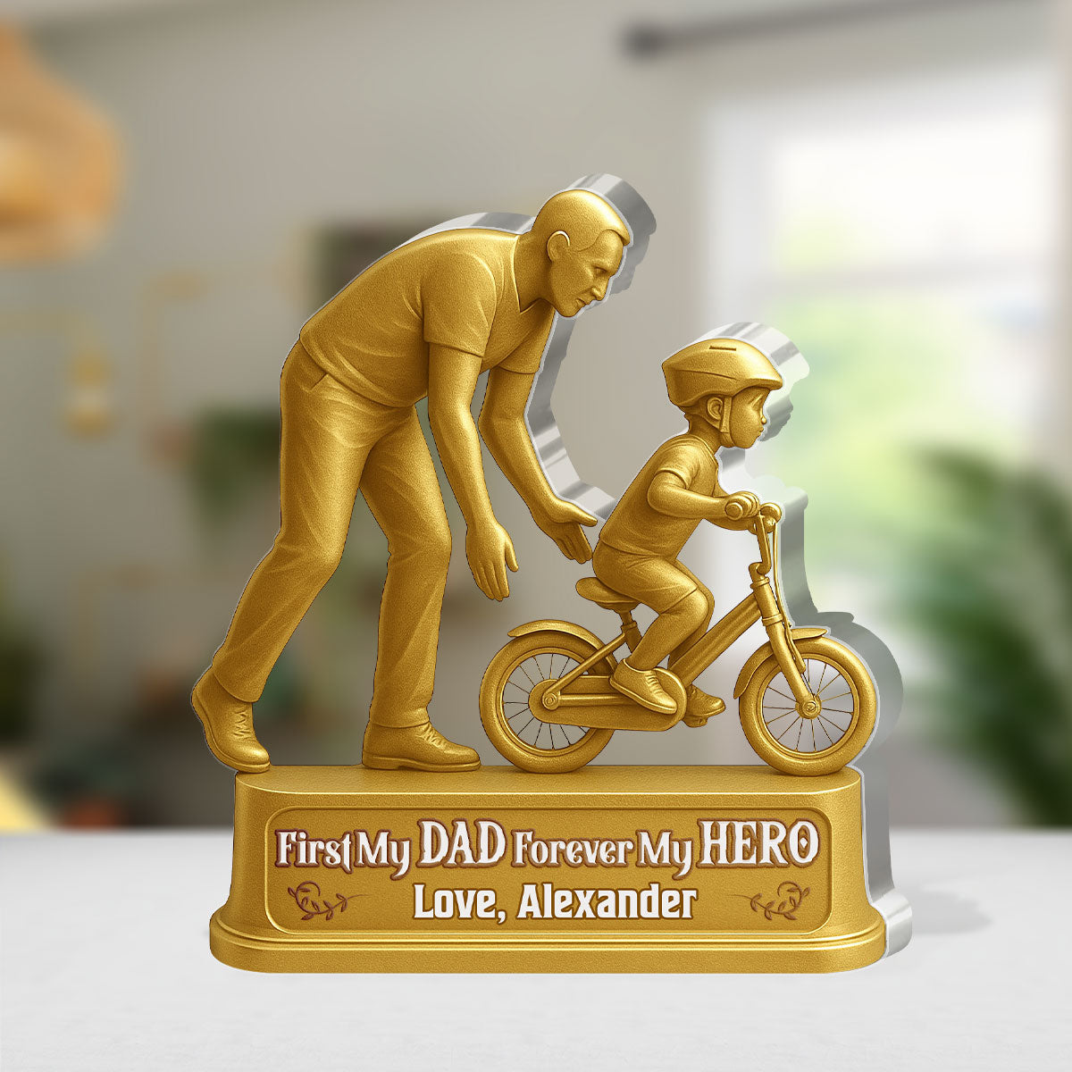 First My Dad Forever My Hero - Personalized Custom Shaped Squared Acrylic Plaque