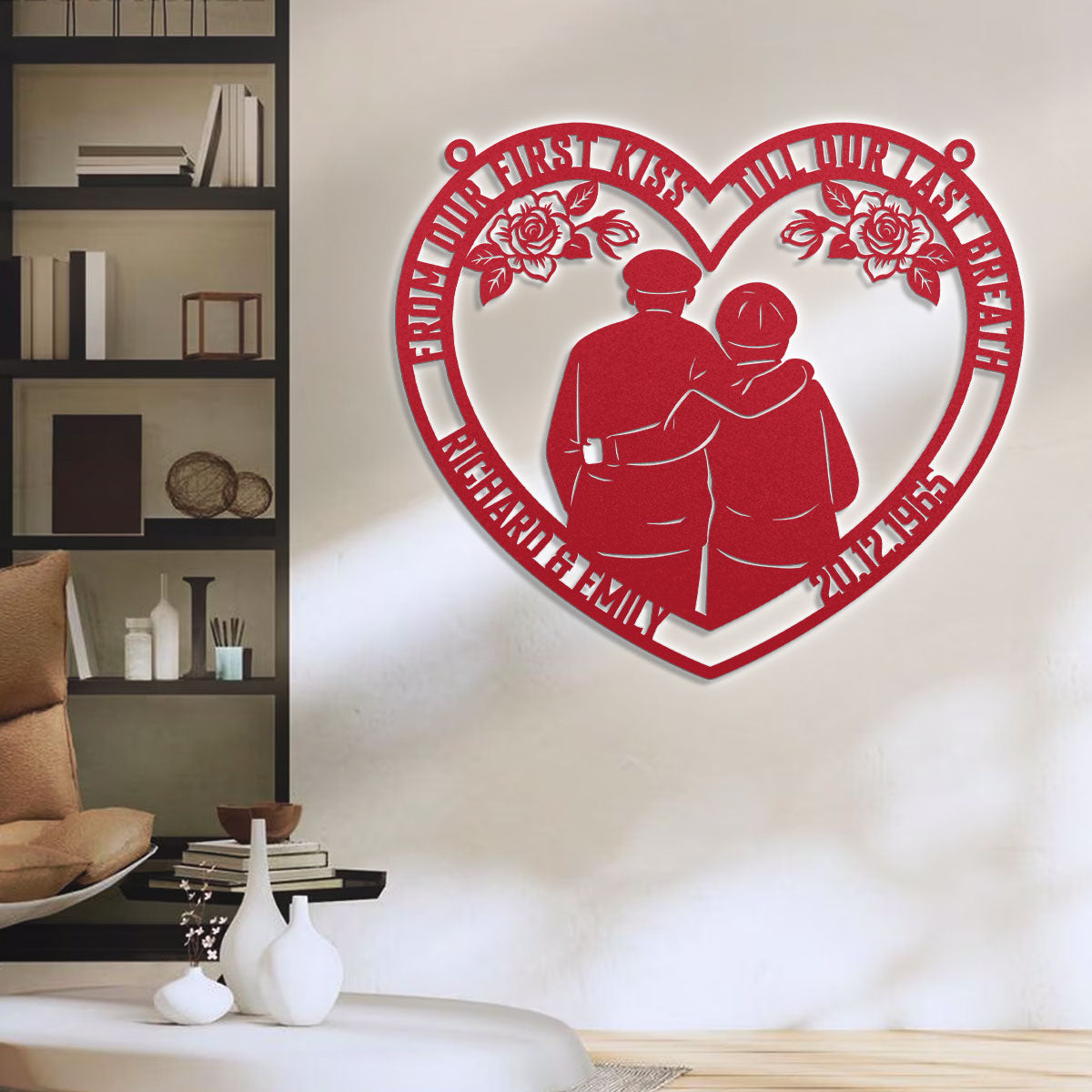 From Our First Kiss Till Our Last Breath - Personalized Metal Wall Art Sign