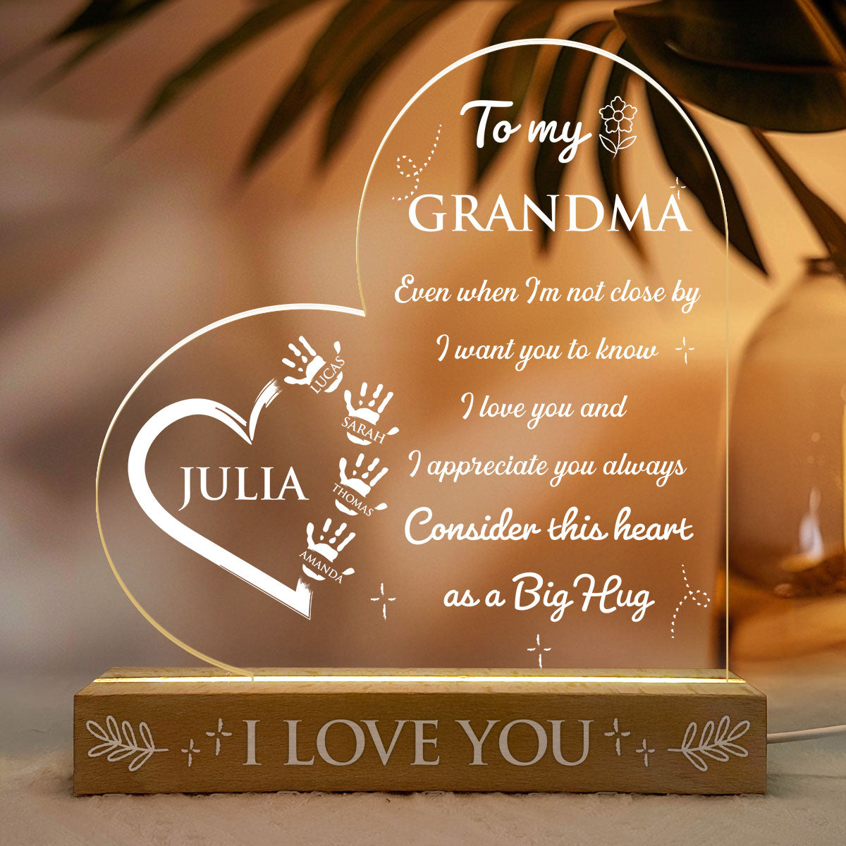 This Heart As A Big Hug - Personalized Acrylic Plaque Night Light