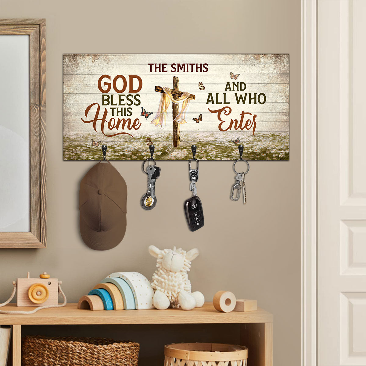 God Bless This Home - Personalized Key Holder FCUWKHCSLEM1750TA