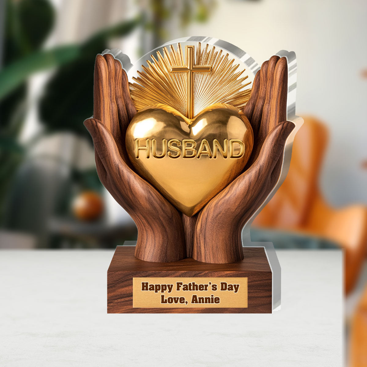 Dad In Our Hearts - Personalized Custom Shaped Squared Acrylic Plaque