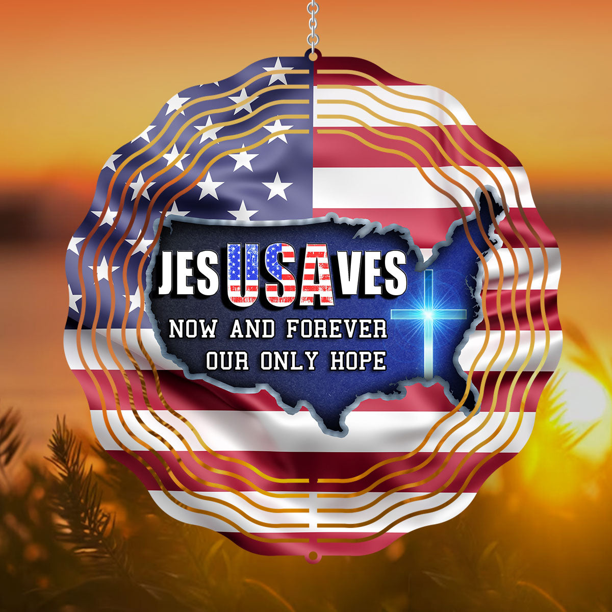 Jesus Saves USA - Wind Spinners