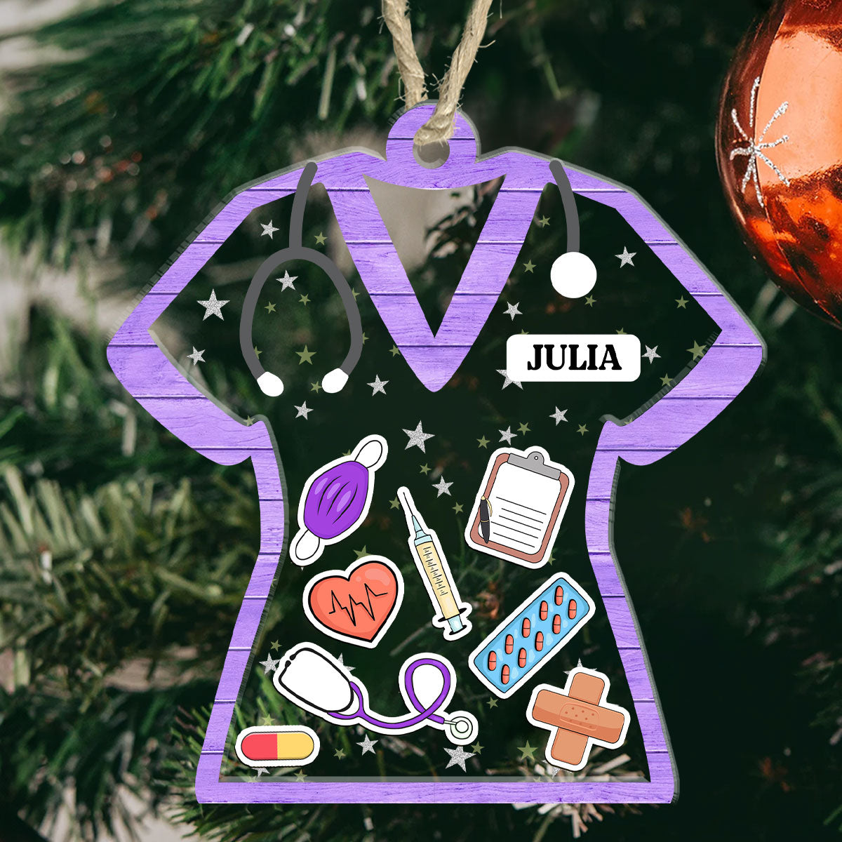 Nurse Christmas 2024 - Personalized 3 Layered Christmas Shaker Ornament FCCSOLEHA2482M