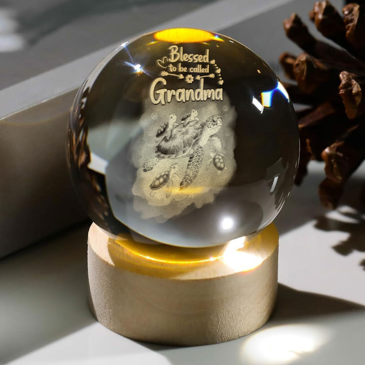 Blessed To Be Called Grandma - Wooden Base Crystal Lamp