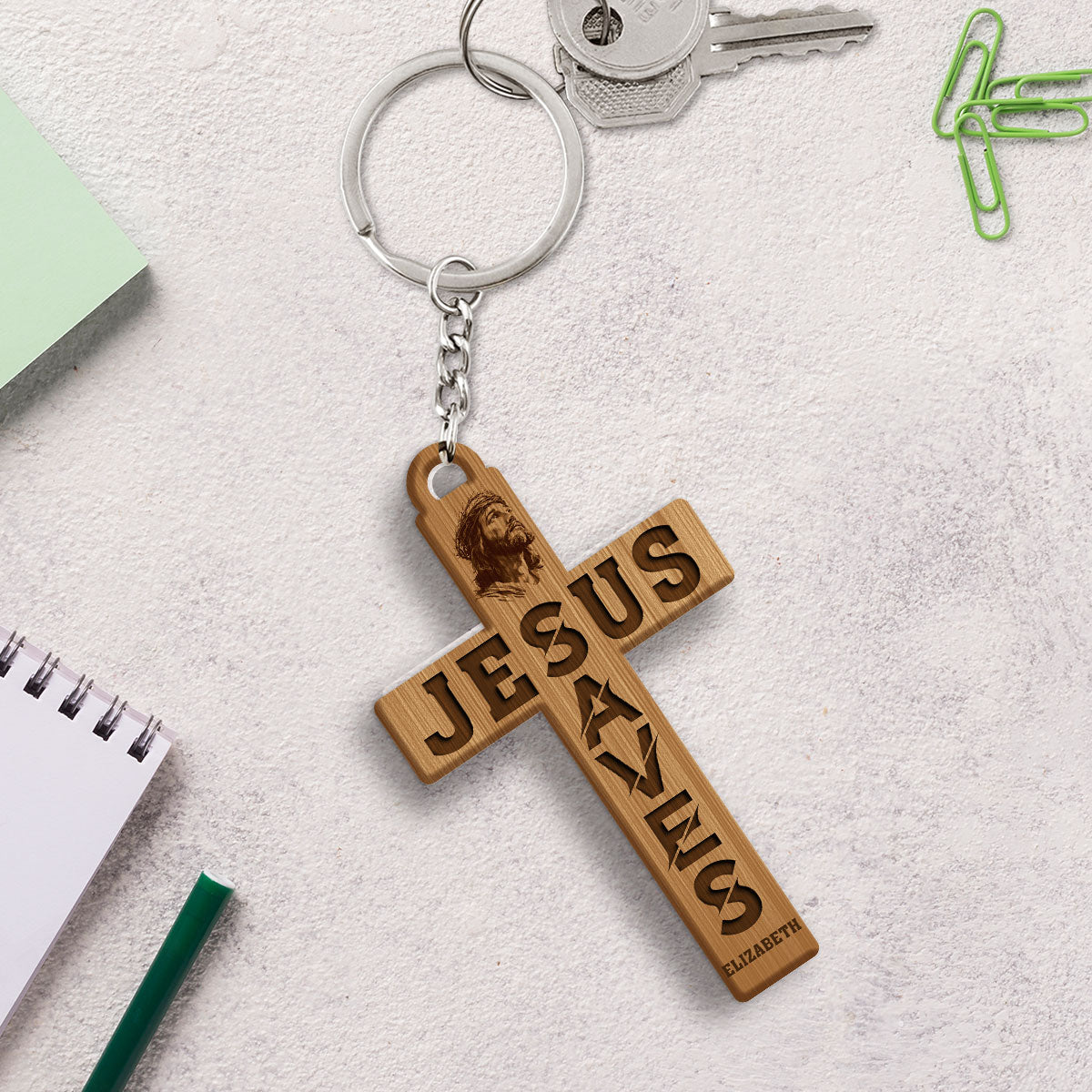 Jesus Saves Cross - Personalized Acrylic Keychain
