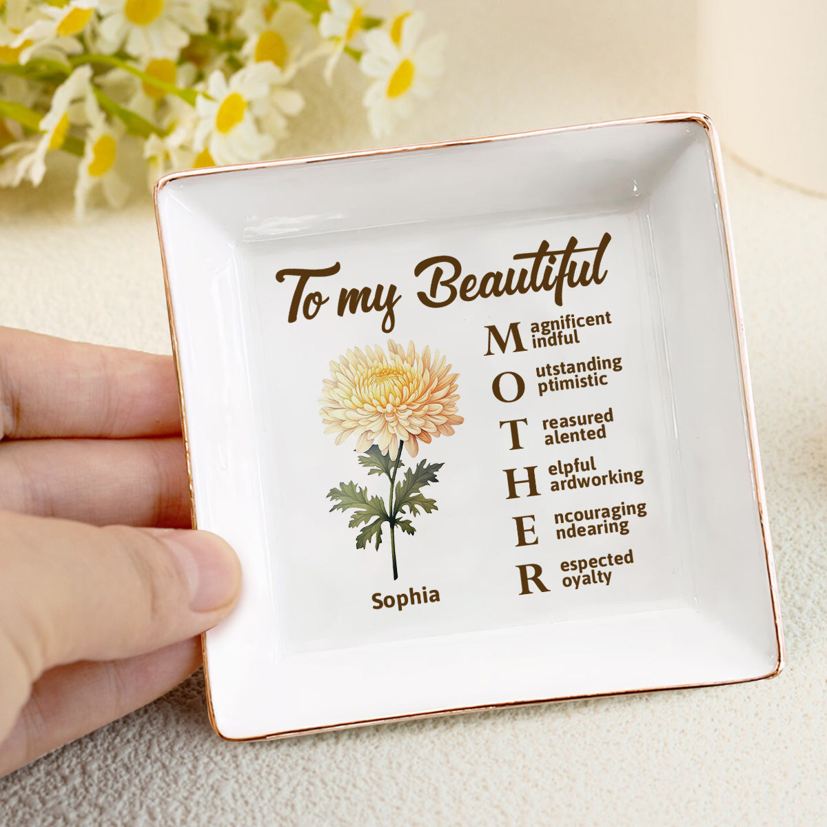 To My Beautiful Mother - Personalized Jewelry Dish