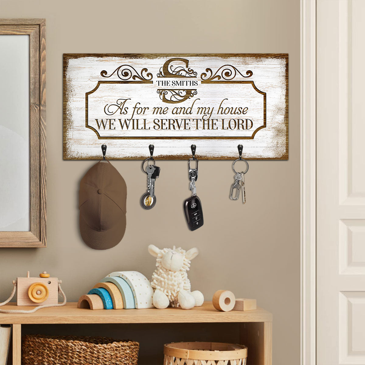 As For Me And My House We Will Served The Lord - Personalized Key Holder FCUWKHCSLEN1622M