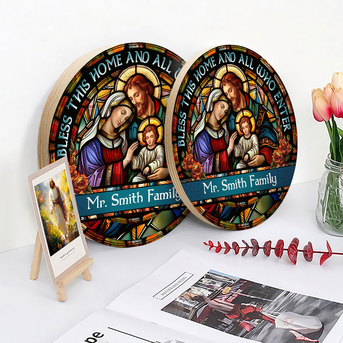 Bless This Home And All Who Enter - Personalized Wooden Sign FCDSM1048
