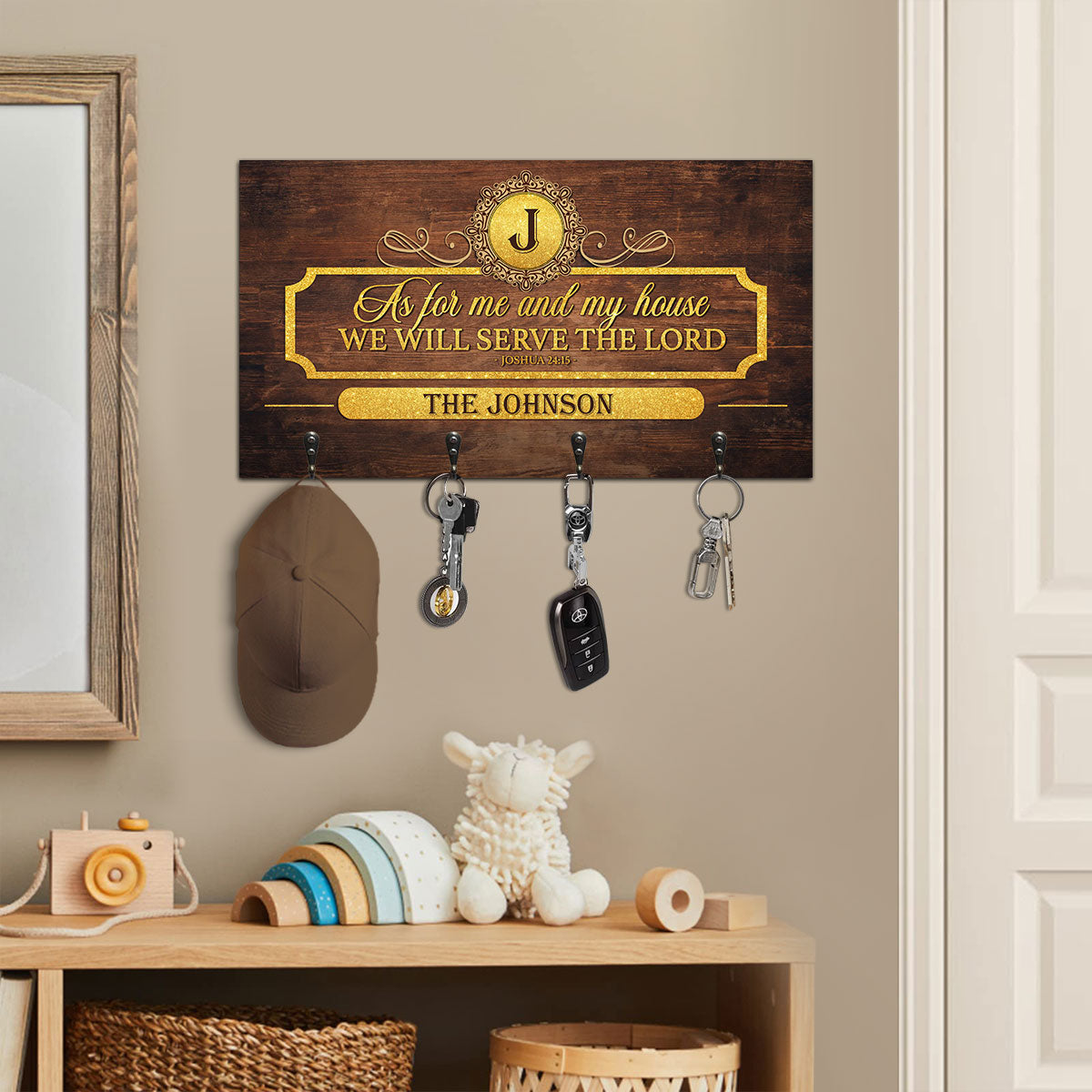 As For Me And My House We Will Serve The Lord - Personalized Key Holder FCUWKHCSLEH1740M
